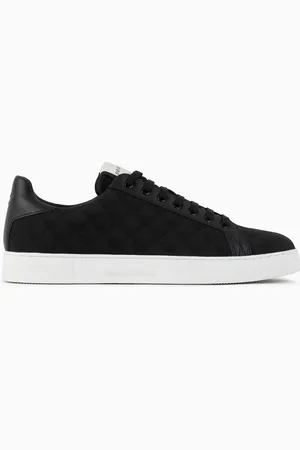 Emporio Armani Sneakers en nylon jacquard avec aigle all over
