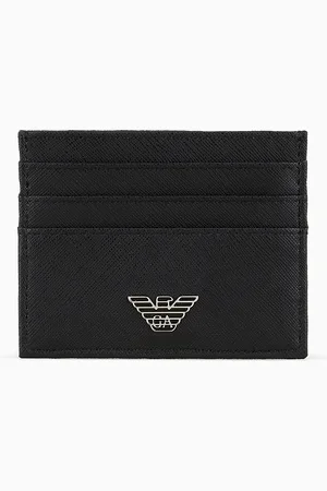Emporio Armani Porte-cartes avec plaque aigle ASV en cuir saffiano régénéré
