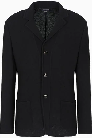 Giorgio Armani Veste à simple boutonnage en maille de coton jacquard