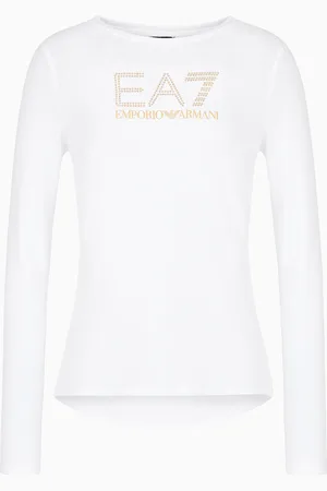 EA7 T-shirt à manches longues Evolution en coton et modal stretch
