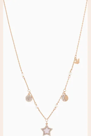 Emporio Armani Collier à ornements espacés en laiton doré rose