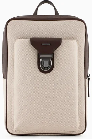 Emporio Armani Sac à dos en toile avec détails en cuir
