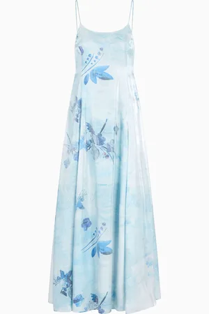 Emporio Armani Robe longue en tissu trilobé à imprimé batik fleuri