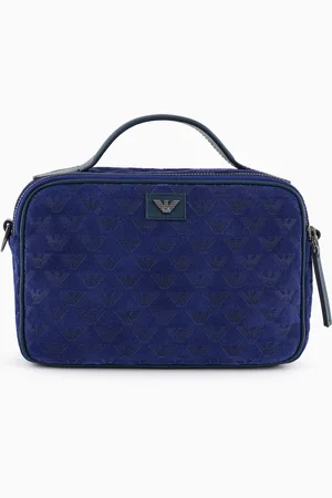 Emporio Armani Sacoche en cuir suédé embossé avec aigle all over