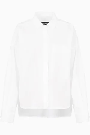Emporio Armani Chemise avec poche à rabat et bas asymétrique en popeline