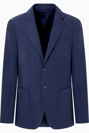 Giorgio Armani Veste à simple boutonnage gamme Upton en toile de lin