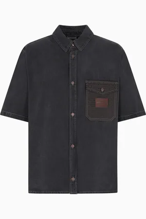 Emporio Armani Chemise à la coupe confortable à manches courtes en denim
