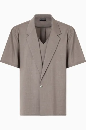 Emporio Armani Chemise à revers effet deux pièces en toile de laine vierge