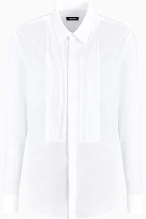 Giorgio Armani Chemise de smoking en coton avec détail plissé