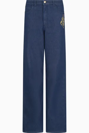 Emporio Armani Jean J4B à taille moyenne et jambe droite en denim avec broderie