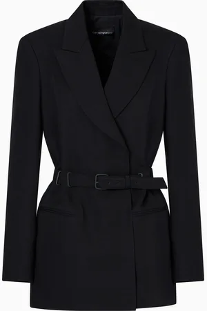 Emporio Armani Blazer avec ceinture en mélange de lin