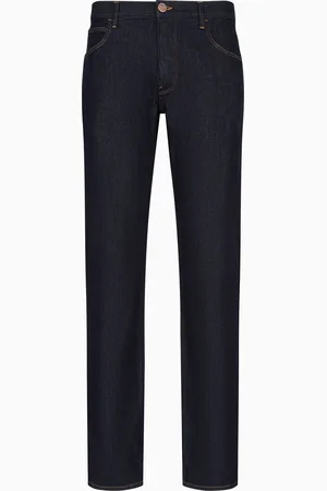 Giorgio Armani Pantalon 5 poches coupe classique en denim de coton stretch