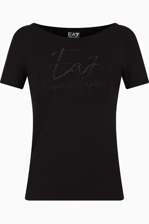 EA7 T-shirt à col bateau Logo Series en coton stretch