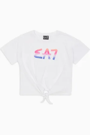 EA7 T-shirt ras-du-cou Logo Series Girl en coton stretch