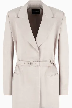 Emporio Armani Blazer avec ceinture en mélange de lin