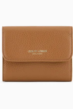 Giorgio Armani Portefeuille à trois volets en cuir de veau grainé