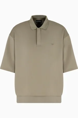 Emporio Armani Sweat-shirt col polo à manches courtes en jersey avec grandes fleurs