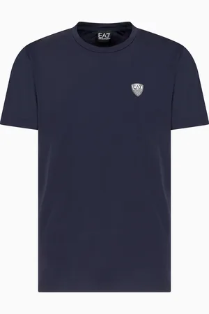 EA7 T-shirt à col ras-du-cou Premium Shield en mélange de viscose stretch
