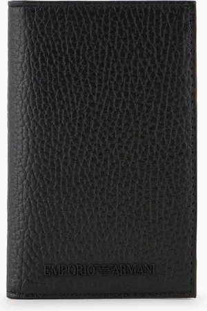 Emporio Armani Porte-cartes à deux volets en cuir martelé