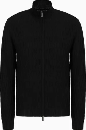 Emporio Armani Cardigan entièrement zippé au point ouvragé mélange lyocell ASV
