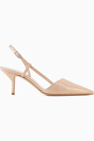 Giorgio Armani Escarpins slingback en cuir suédé laminé