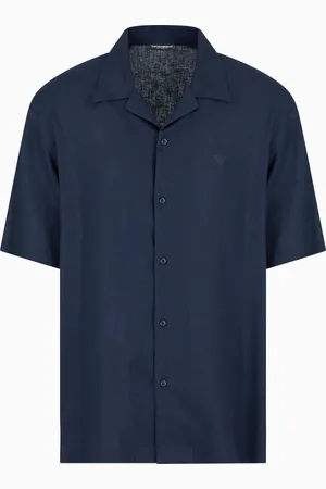 Emporio Armani Chemise de plage en mélange de lin