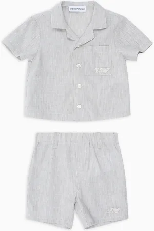 Emporio Armani Ensemble chemise et short en mélange de lin