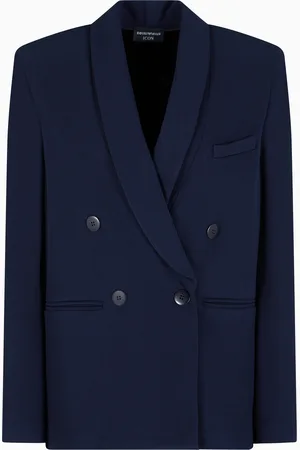 Emporio Armani Blazer croisé en piqué compact Icon