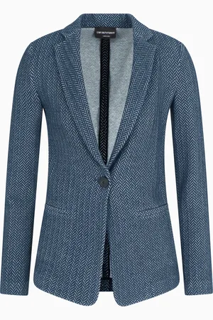 Emporio Armani Blazer à simple boutonnage en jersey avec motif chevron