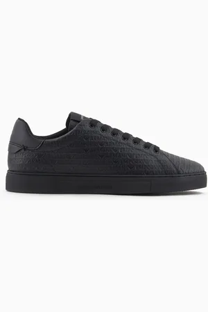 Emporio Armani Sneakers en cuir avec inscription logo all over