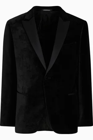 Emporio Armani Veste de smoking en velours avec motif imprimé all over