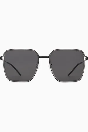 Emporio Armani Lunettes de soleil pour femme de forme carrée, ajustement asiatique