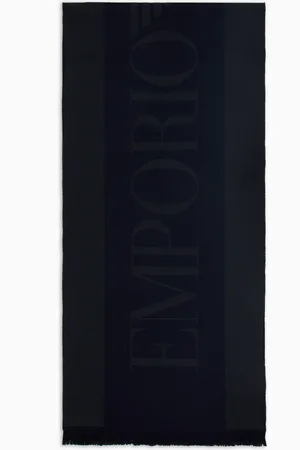 Emporio Armani Écharpe en laine avec inscription logo jacquard
