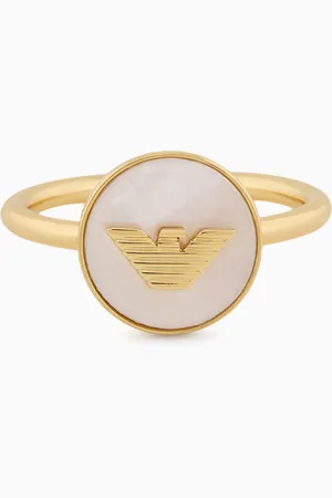 Emporio Armani Bague avec point focal central en laiton couleur or rose