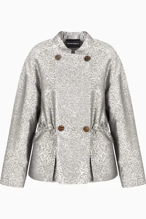 Emporio Armani Veste avec cordon de serrage confectionnée en lin mélangé à finition jacquard camouflage
