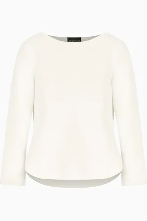 Emporio Armani Pull avec fentes latérales en jersey ottoman