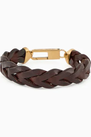 Giorgio Armani Bracelet en argent 925 et cuir tressé