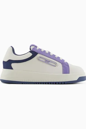 Emporio Armani Sneakers en cuir avec détails en cuir suédé et plaque aigle