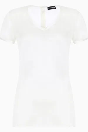 Giorgio Armani Blouse en charmeuse de soie avec col en V