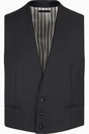 Giorgio Armani Gilet à simple boutonnage en laine vierge à fines rayures