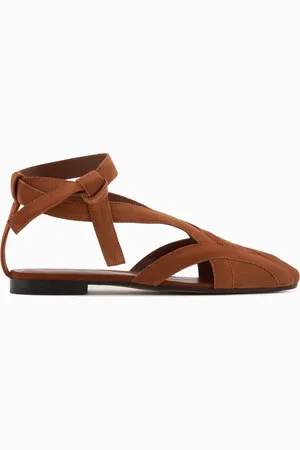 Emporio Armani Sandales en cuir suédé avec découpe et bride Icon