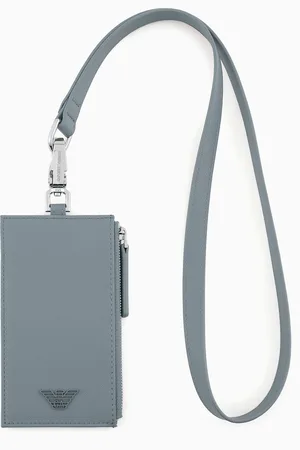 Emporio Armani Porte-cartes avec bandoulière en saffiano régénéré ASV