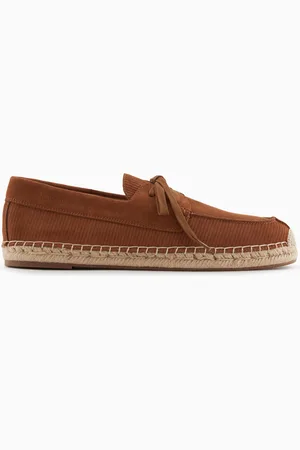 Emporio Armani Espadrilles modèle bateau en cuir suédé milleraies
