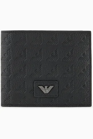 Emporio Armani Portefeuille avec porte-monnaie en cuir avec aigle estampé all over