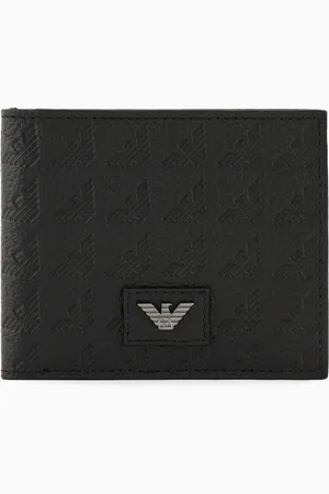 Emporio Armani Portefeuille avec porte-monnaie en cuir avec aigle estampé all over