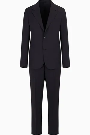 Emporio Armani Costume à simple boutonnage à la coupe slim en laine froide tropicale naturelle stretch