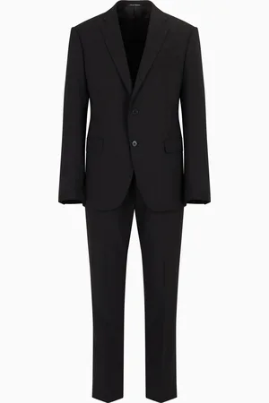 Emporio Armani Costume à simple boutonnage en toile de laine vierge bi-stretch