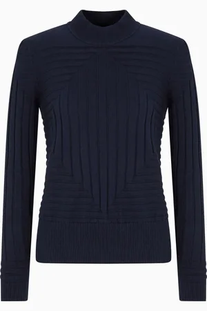 Emporio Armani Pull à col roulé côtelé et envers droit rasé