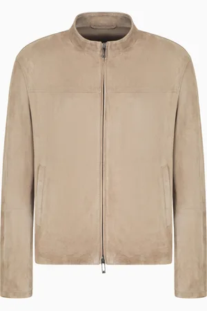 Emporio Armani Veste entièrement zippée en cuir suédé de chèvre