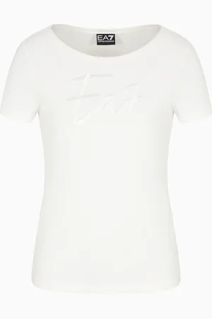 EA7 T-shirt à col bateau Logo Series en coton stretch